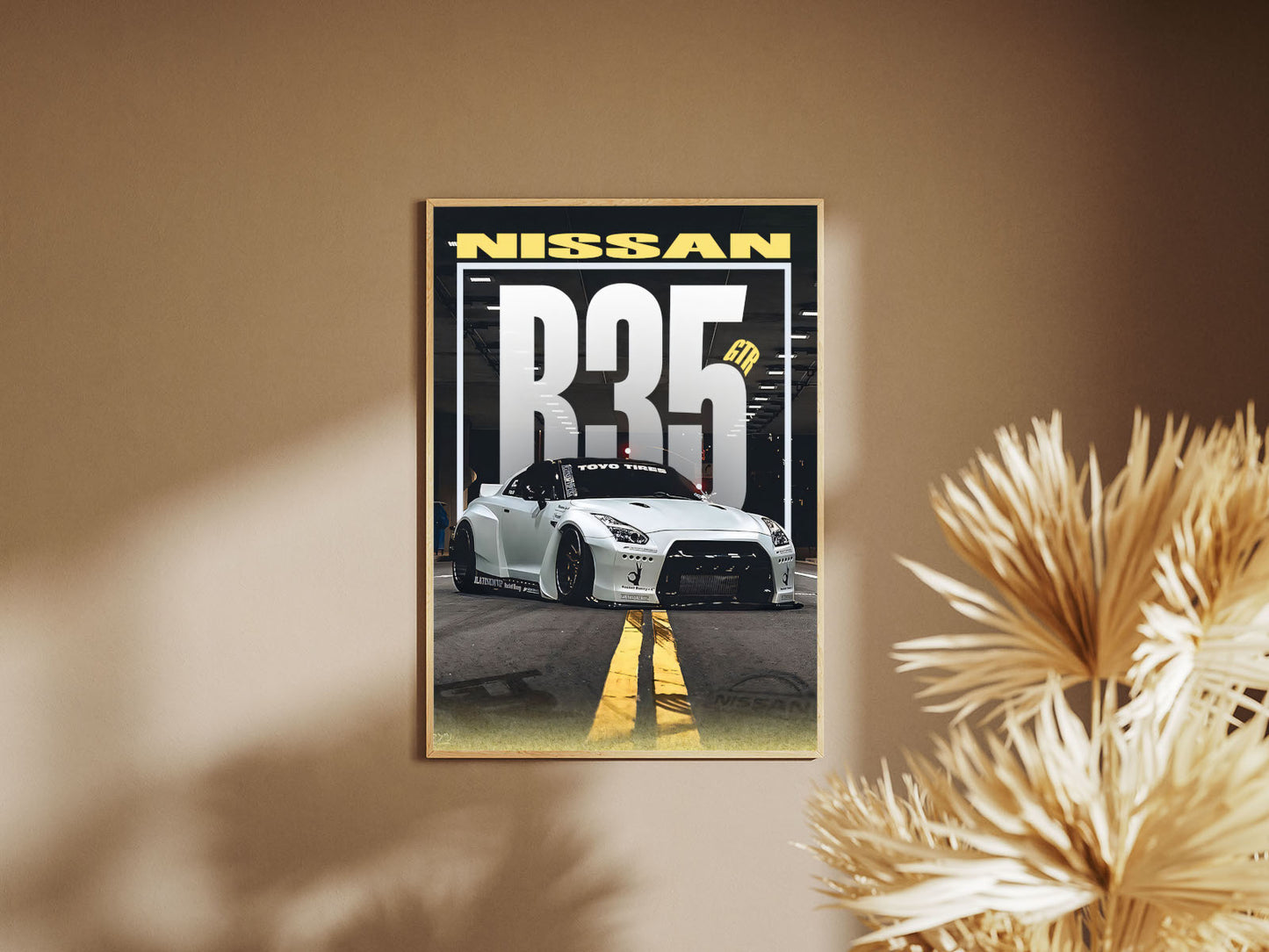 Affiche Nissan R35 avec cadre, affiche de voiture