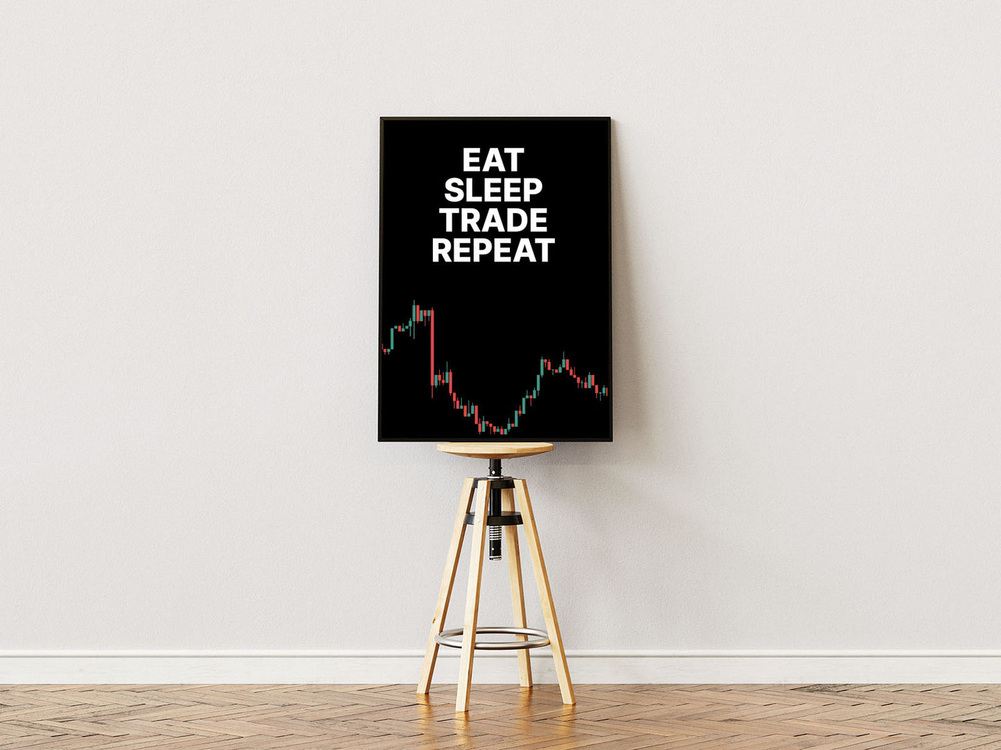 Poster ständer Poster mit Rahmen Trading motivation Aktienkurs poster, Börsenposter mit Aktienkurs, weiß schwarz rot grün