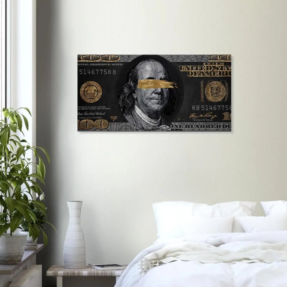 Schlafzimmer Leinwand von 100 Dollar schein motivierendes Design in Gold und schwarz