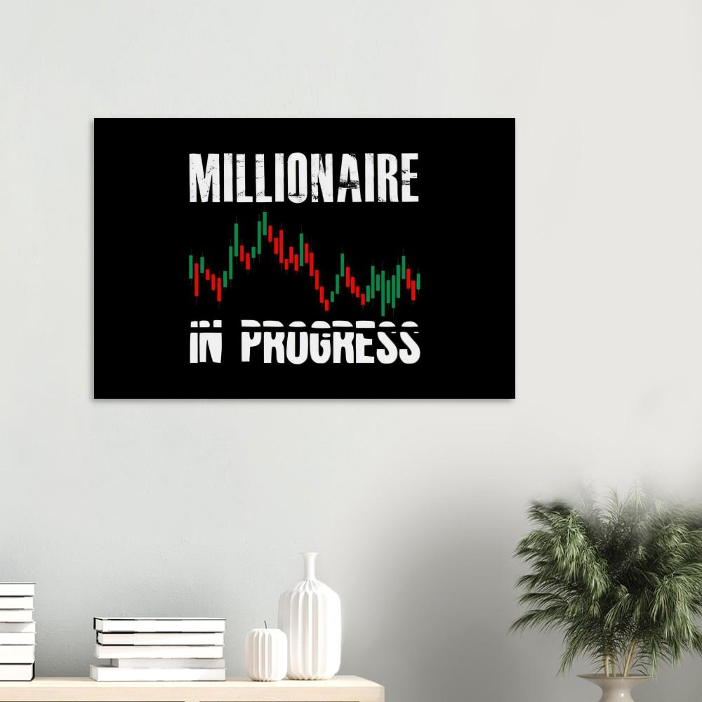 Büro Poster mit Rahmen von Aktien Chart mit motivierenden Spruch in weiß schwarz grün rot